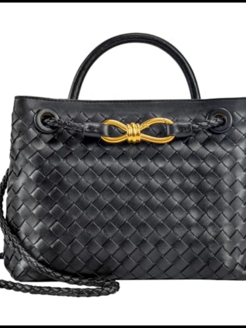 Woven Tote Bag for Women PU Leather Top Handle Shoulder Handbag Purse